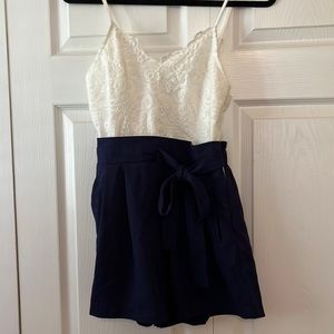 Navy and White Romper